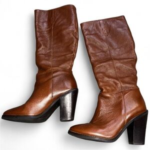 Brown Leather Knee High Boots